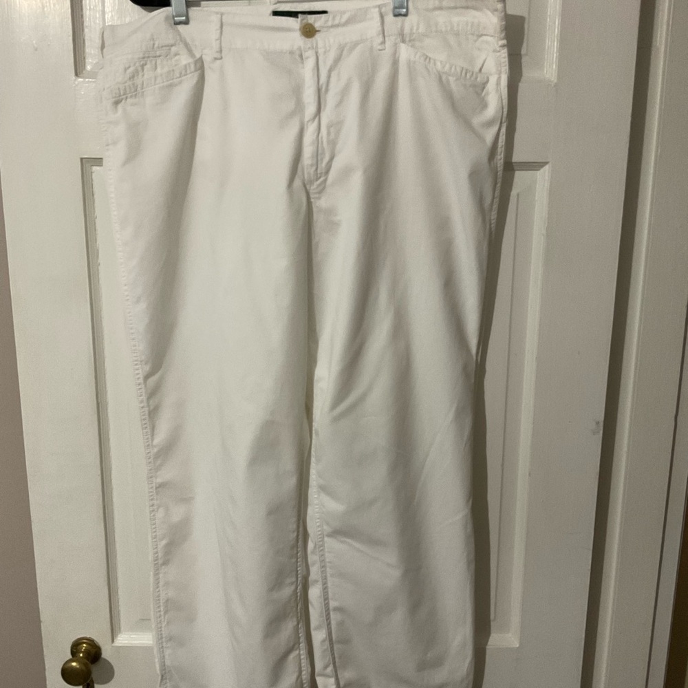 White cotton wide leg lightweight pants. Ralph Lauren, size 16